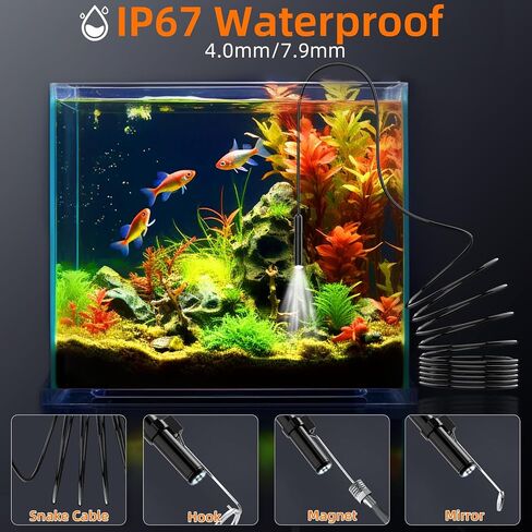 كاميرا المنظار مع الضوء، 4.3 بوصة HD 1920P Borescope كاميرا فحص الثعبان، IP67 مقاومة للماء 8 مصابيح LED قابلة للتعديل 16.4 قدم مجموعة أدوات شبه صلبة لأدوات سباكة السيارات DIY الرائعة in Kuwait