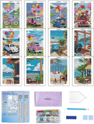forever young Minigem Christmas Diamond Art Kits for Adults, 6 Pcs Christmas Canvas Resin Square Drill Diamond Painting for Beginners, 2-Hour Small Diamond Painting Kits for Adults (5x7 Inch) in Saudi Arabia