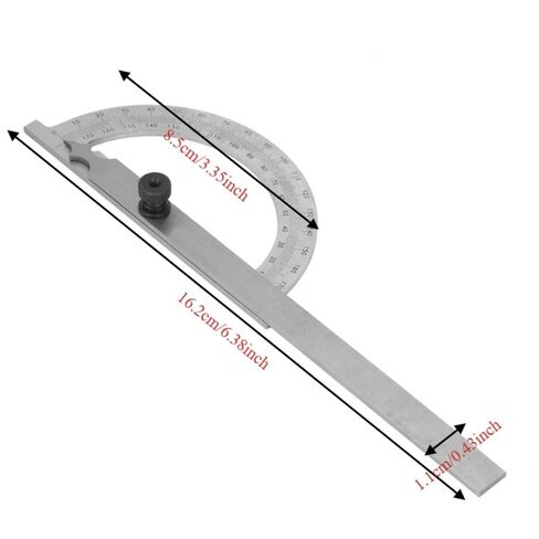 180 Degree Protractor 80x120mm – Stainless Steel Rotary Angle Finder with Chrome Plating, Precision Measuring Tool for Woodworking and Metalworking in Kuwait