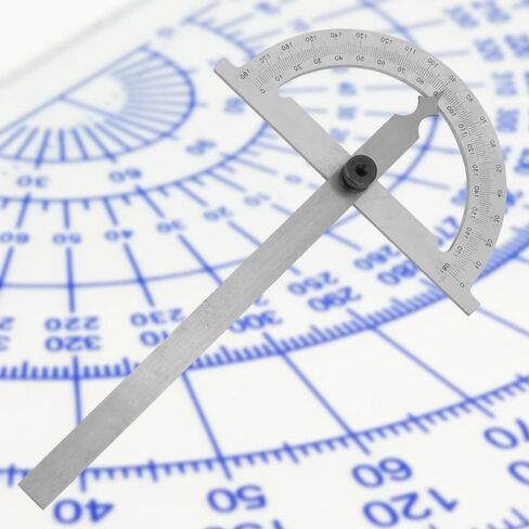 180 Degree Protractor 80x120mm – Stainless Steel Rotary Angle Finder with Chrome Plating, Precision Measuring Tool for Woodworking and Metalworking in Kuwait