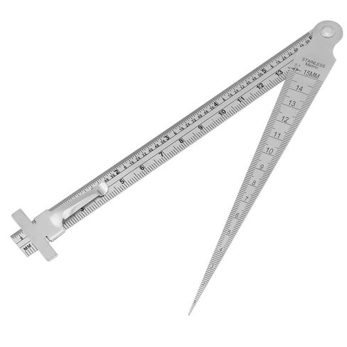 Stainless Steel Taper Gauge 15mm/0.59in – Wedge Gap & Hole Depth Inspection Tool for Welding, Dual-Scale mm/inch Portable Measuring Ruler in Kuwait