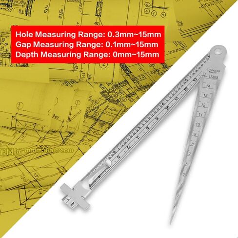 Stainless Steel Taper Gauge 15mm/0.59in – Wedge Gap & Hole Depth Inspection Tool for Welding, Dual-Scale mm/inch Portable Measuring Ruler in Kuwait