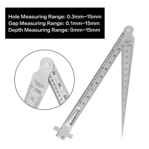 Stainless Steel Taper Gauge 15mm/0.59in – Wedge Gap & Hole Depth Inspection Tool for Welding, Dual-Scale mm/inch Portable Measuring Ruler in Kuwait