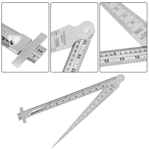 Stainless Steel Taper Gauge 15mm/0.59in – Wedge Gap & Hole Depth Inspection Tool for Welding, Dual-Scale mm/inch Portable Measuring Ruler in Kuwait