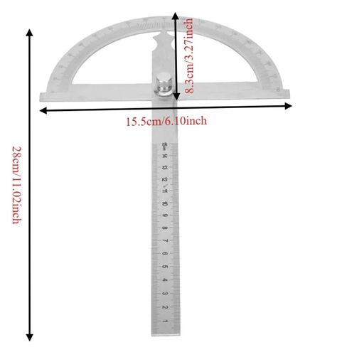 Stainless Steel Angle Protractor 0-180° – 2-in-1 Ruler and Protractor with Locking Nut for Woodworking, Metalworking, and Construction in Kuwait