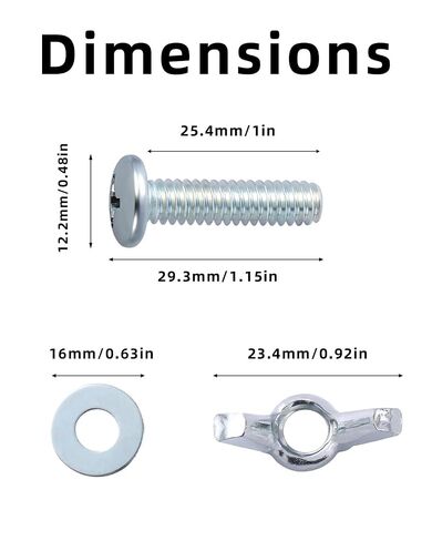 30 Sets 1/4"-20 x 1 Screws Bolts with Wing Nuts and Washers, Zinc-Plated Carbon Steel Hardware Installation, Hand-Tighten Wing Nuts, Phillips Head Fastener Kit in Kuwait