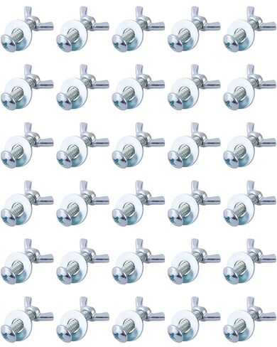 30 Sets 1/4"-20 x 1 Screws Bolts with Wing Nuts and Washers, Zinc-Plated Carbon Steel Hardware Installation, Hand-Tighten Wing Nuts, Phillips Head Fastener Kit in Kuwait