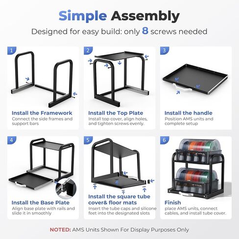 YOOPAI AMS Rack for Bambu Lab AMS/AMS 2 Pro & Anycubic ACE Pro/ACE 2 Pro, Vertical Workspace Organizer Holds 2 Units, Pull-Out Drawer, Easy Assembly in Kuwait