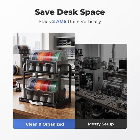 YOOPAI AMS Rack for Bambu Lab AMS/AMS 2 Pro & Anycubic ACE Pro/ACE 2 Pro, Vertical Workspace Organizer Holds 2 Units, Pull-Out Drawer, Easy Assembly in Kuwait