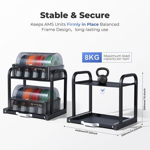 YOOPAI AMS Rack for Bambu Lab AMS/AMS 2 Pro & Anycubic ACE Pro/ACE 2 Pro, Vertical Workspace Organizer Holds 2 Units, Pull-Out Drawer, Easy Assembly in Kuwait
