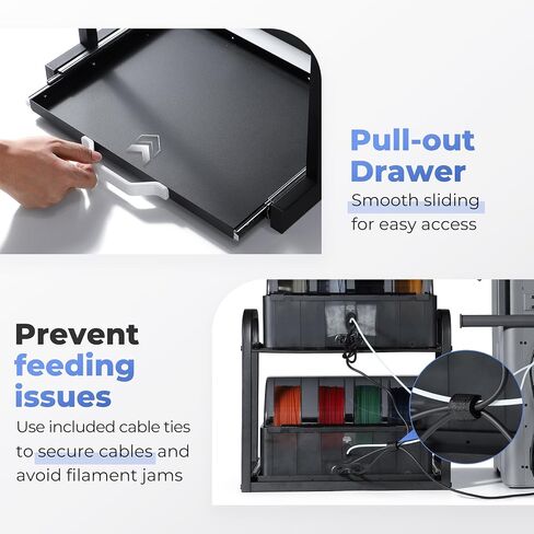 YOOPAI AMS Rack for Bambu Lab AMS/AMS 2 Pro & Anycubic ACE Pro/ACE 2 Pro, Vertical Workspace Organizer Holds 2 Units, Pull-Out Drawer, Easy Assembly in Kuwait