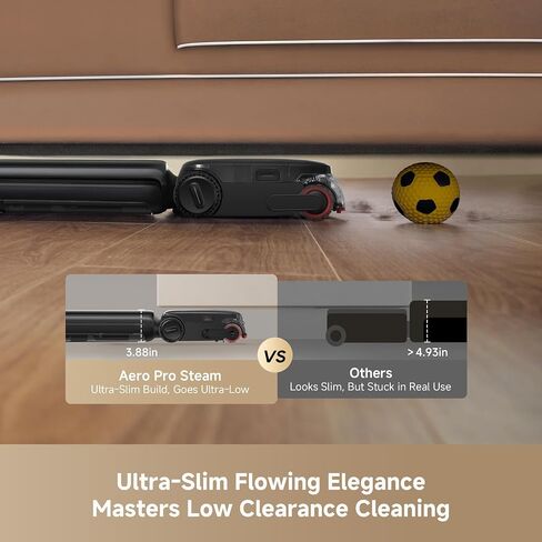 DREAME Aero Pro Steam Wet Dry Vacuum Mop, 392℉ Steam Cleaning, 28kPa Suction, 3.88in Ultra-Slim Vacuum Mop Combo, 0 Hair Tangle for Pet Owner, Heated Brush Wash, Hot Air Drying, Up to 70min Runtime in Kuwait