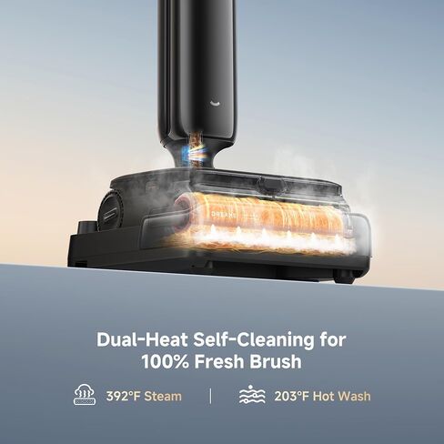 DREAME Aero Pro Steam Wet Dry Vacuum Mop, 392℉ Steam Cleaning, 28kPa Suction, 3.88in Ultra-Slim Vacuum Mop Combo, 0 Hair Tangle for Pet Owner, Heated Brush Wash, Hot Air Drying, Up to 70min Runtime in Kuwait