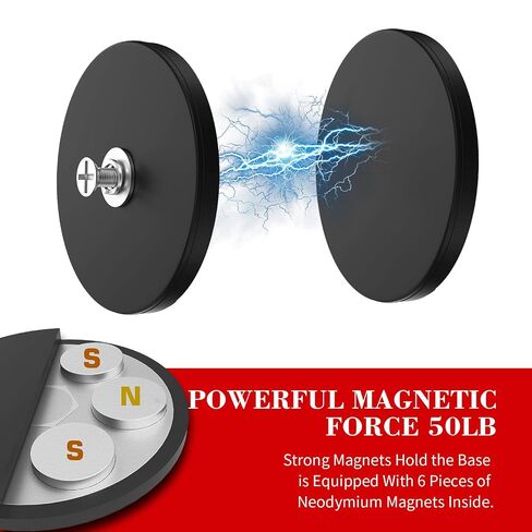 Thaibear Rubber Coated Magnets, 2Pcs 50LBS Rubber Coated Neodymium Magnet with M6 Magnetic Assembly Base, Non-Slip Strong Mounting Magnets for Light Bar Mirror Camera Tool in Kuwait