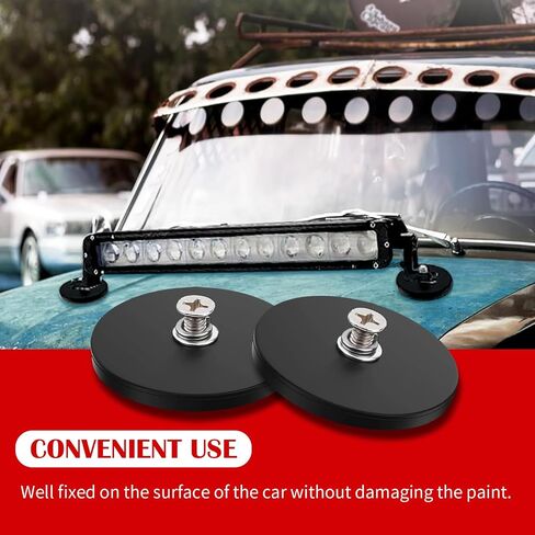 Thaibear Rubber Coated Magnets, 2Pcs 50LBS Rubber Coated Neodymium Magnet with M6 Magnetic Assembly Base, Non-Slip Strong Mounting Magnets for Light Bar Mirror Camera Tool in Kuwait