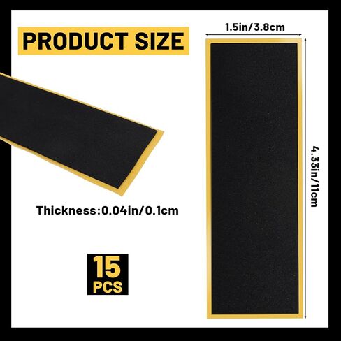 15Pcs Fingerboard Foam Grip Tape, Strong Adhesive Finger Skateboard Grip Tape, 110 x 38 mm Mini Fingerboard Deck Anti Slip Stickers, Black in Kuwait
