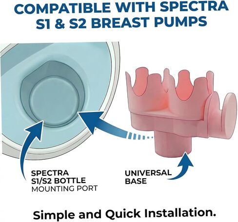 حامل مضخة الثدي لـ Spectra S1 S2، حامل زجاجات مزدوج ورف خرطوم، وردي | تناسب الزجاجات القياسية فقط (ليست للرقبة العريضة). محطة ضخ موفرة للمساحة مع ذراع لف خرطوم. إعداد خالٍ من الأدوات. in Kuwait