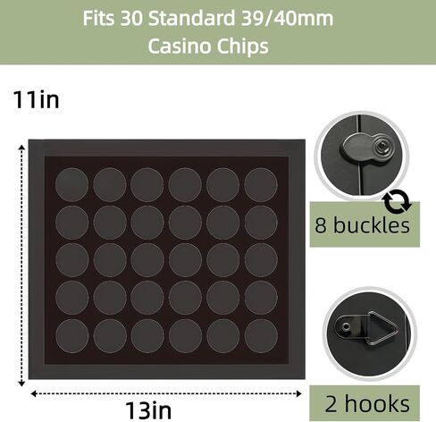 Poker Chip Display Case for 30 Chips – 11"x13" Wood Frame Shadow Box, Wall Mount or Tabletop, Acrylic Display Frame for Casino Chips, Challenge Coins, Collector Souvenirs in Kuwait