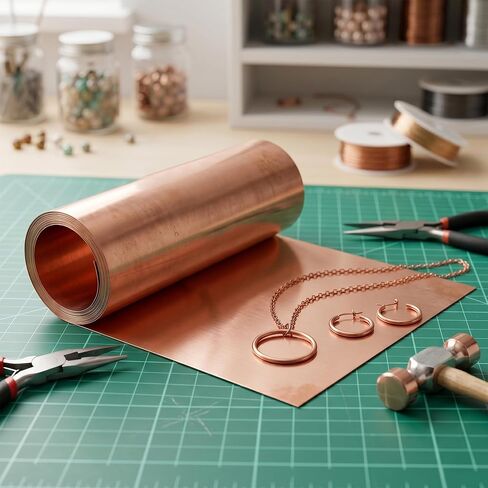 4000 x 200 x 0.1mm Copper Flashing Sheet Roll, 13ft Long Copper Strip for Electricity DIY Projects in Kuwait