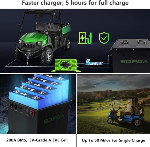 48V 105Ah Lithium Battery Golf Cart with Charger|Golf Cart Batteries Built-in Smart Bluetooth 150A BMS, Touch Monitor & Mobile APP, 4000+ Cycles LiFePO4 Battery, 50-Mile Range in Saudi Arabia