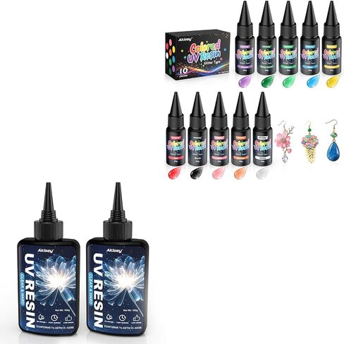 10 راتينج ملون للأشعة فوق البنفسجية + 200 جم من راتنج الأشعة فوق البنفسجية الشفاف in Kuwait