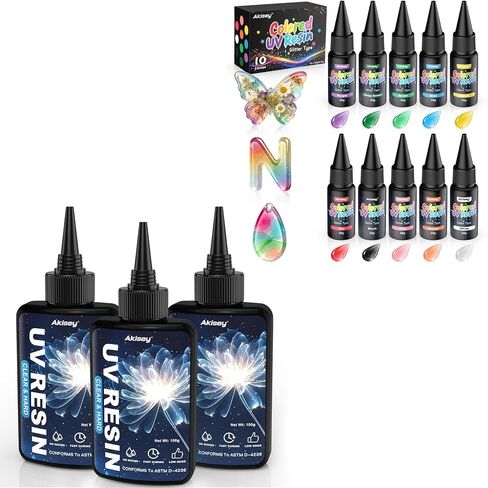 10 Colored UV Resin+300g Clear UV Resin in Kuwait