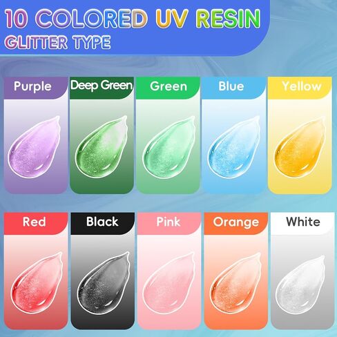 10 Colored UV Resin+300g Clear UV Resin in Kuwait