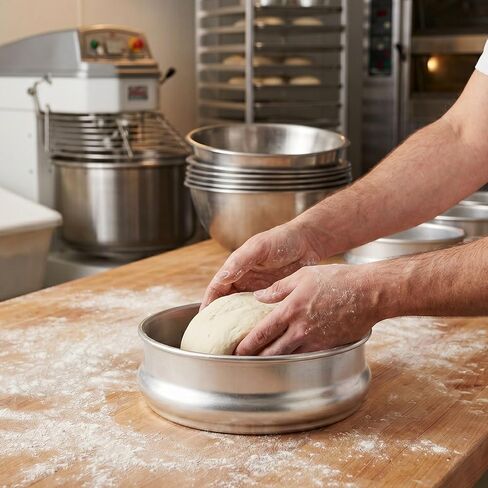 Soro Essentials- 96 oz Round Aluminum 9" Dough Proofing Pan Set of 3- Stackable Retarding Dough Pans Freezer Oven Safe Proofing Containers Bread Sourdough Pizza Dough Bakeware Bakery Pastry Shops in Kuwait