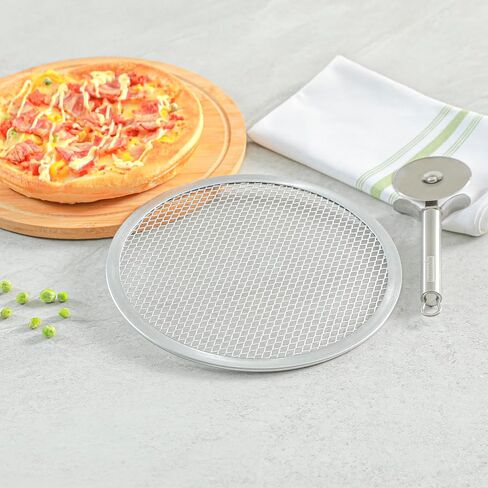 12 Pack 9 Inch Aluminum Pizza Screen, Seamless Rim Rust Resistant Baking Screen, Stackable Lightweight Pizza Mesh for Crispy Crust, Commercial Pizzeria & Home Oven Use in Kuwait