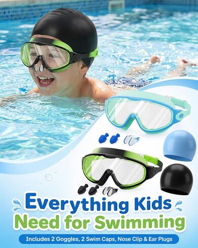 Kids Swim Goggles 2 Pack, Anti Fog No Leak UV Protection Ages 4-15 in Saudi Arabia