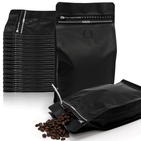 ZOOFOX 50 Pack 1 Lb Coffee Bags, Resealable Vented Bags for Small Business, Heat Seal Foil Packaging Zipper Pouches for Home or Store in Kuwait