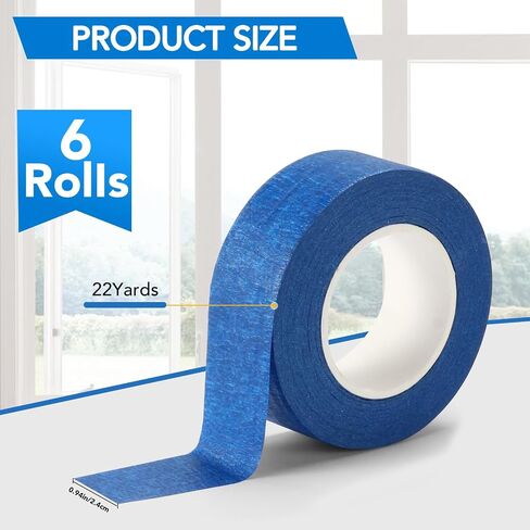 VOISEN 6 Packs Painters Tape, Blue Painters Tape, 1 Inch Wide (0.94 in x 22 Yds), Masking Tape for Multi-Purpose, Masking Tape Bulk,DIY Artist Craft Arts, Decoration, Drafting, No Residue in Saudi Arabia