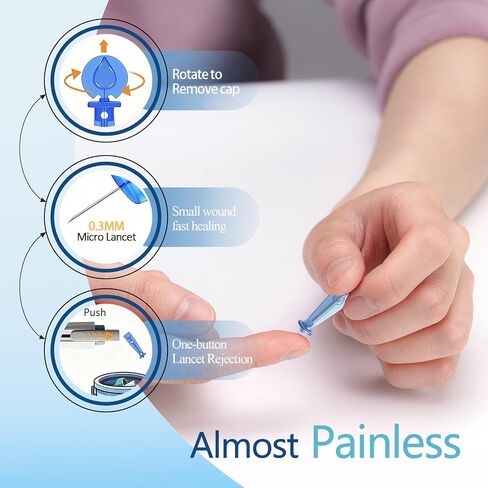 Stondon Blood Glucose Test Strips and Lancets, 100 Test Strips + 100 Lancets, Compatible with Stondon G430/G520/G425-3 Glucose Meters, No Coding Blood Sugar Testing Supplies in Kuwait
