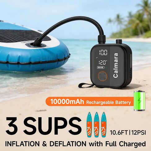 B1 Electric Paddle Board Pump,Rechargeable 10000mAh Cordless/12V DC 22 PSI High Pressure SUP Pump,Inflation & Deflation,Auto-Off for Stand Up Surfing Kite,Tent,Boat Gift for Men in Saudi Arabia