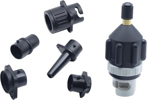 1 Set Paddle Board Pump Adapter Plastic Air Pump Adapter for Inflatables with 4 Air Valve Nozzles (Black) in Kuwait