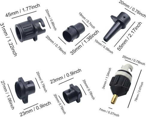 1 Set Paddle Board Pump Adapter Plastic Air Pump Adapter for Inflatables with 4 Air Valve Nozzles (Black) in Kuwait