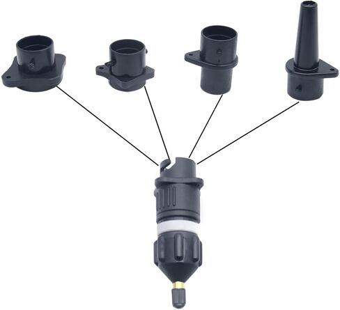 1 Set Paddle Board Pump Adapter Plastic Air Pump Adapter for Inflatables with 4 Air Valve Nozzles (Black) in Kuwait