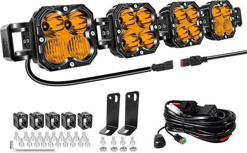 Willpower 2X 4.3 30W 3000LM LED Work Light with 12V DT Wire Harness, Square Off Road Driving Lights Fog Lamps for Car Truck 4x4 Boat Tractor, 6000K White, Waterproof Headlight, Flood Spot Combo in Saudi Arabia