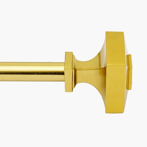 Deco Window Adjustable Curtain Rod for Windows 18 to 44 Inch (Pack of 1) Extendable Heavy Duty 3/4 Inch Iron Drapery Pole with Stacked Square Finials Curtain Rods (Gold) in Kuwait