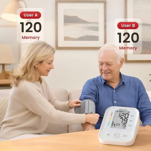 جهاز مراقبة ضغط الدم من أعلى الذراع من Sinocare، شاشة LCD كبيرة بإضاءة خلفية 3 ألوان، ذاكرة مستخدم مزدوج 120، سوار واسع النطاق 8.6 - 16.5 بوصة in Kuwait