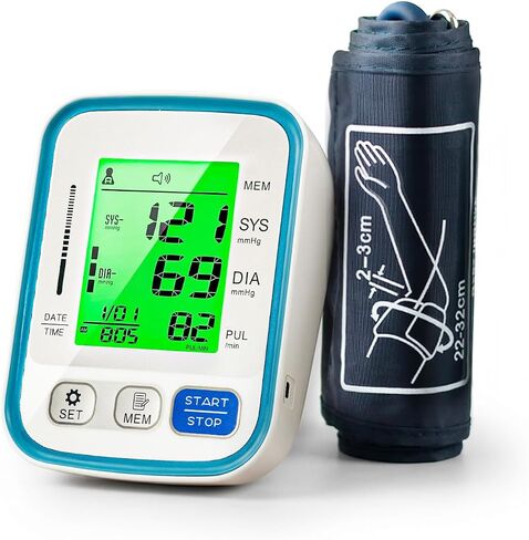 Upper Arm Blood Pressure Monitor for Home Use with Wide Range Cuff, Automatic Digital BP Machine with Large LCD Display, Voice Broadcast, 2x99 Sets Memory, Ideal for Family Health Monitoring in Kuwait