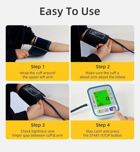 Upper Arm Blood Pressure Monitor for Home Use with Wide Range Cuff, Automatic Digital BP Machine with Large LCD Display, Voice Broadcast, 2x99 Sets Memory, Ideal for Family Health Monitoring in Kuwait