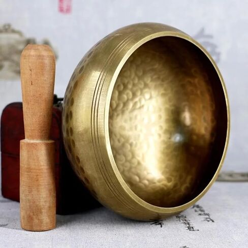 مجموعة أوعية الغناء (قطر 8 سم) - وعاء تأمل نحاسي مصنوع يدويًا مع مطرقة لشفاء الصوت واليوجا والاسترخاء واليقظة الذهنية (قطعة واحدة) in Kuwait