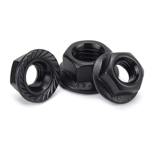 1/20pcs DIN6923 Black Plated 304 Stainless Steel Hex Head Serrated Spinlock Flange Nut(2pcs M12) in Kuwait