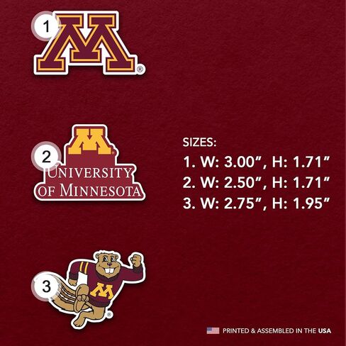 مغناطيس أكريليك من جامعة صبار الصحراء مينيسوتا، 3 عبوات من تصميم ديكور UMN Golden Gophers مرخص رسميًا (مجموعة المغناطيس A) in Kuwait