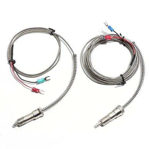 K Type Stainless Steel Temperature Sensor 1m/2m/3.0m/4m/5m Cable Wire Bayonet Compression Spring Thermocouple 0-400℃ 1Pcs(Cable Length 2m) in Saudi Arabia