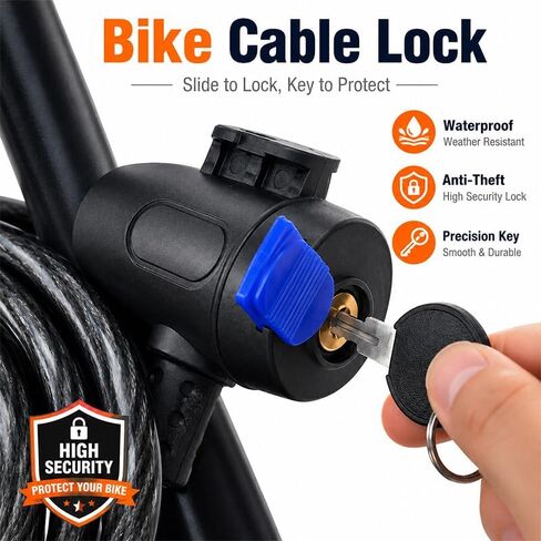 Bike Lock,Bike Cable Lock with Keys,Durable Steel,Coiled Steel Security Cable for Bicycle with Keys for Outdoor Equipment,Bicycles,Scooters,Fence in Kuwait