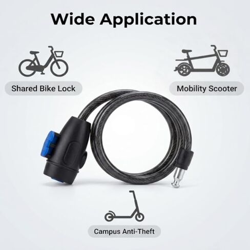 Bike Lock,Bike Cable Lock with Keys,Durable Steel,Coiled Steel Security Cable for Bicycle with Keys for Outdoor Equipment,Bicycles,Scooters,Fence in Kuwait