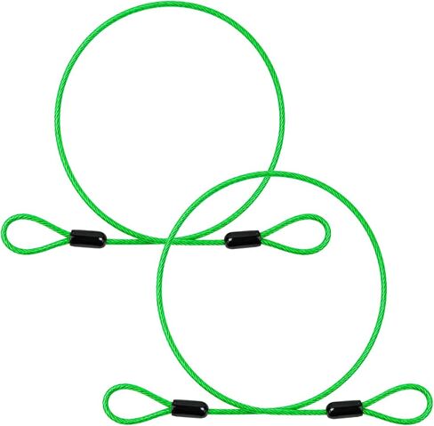 1/8" (3mm) Security Cable Lock 2-Pack, 1m Braided Steel Anti-Theft Cable, Flexible Wire Rope for Luggage, Bike, Helmet & Travel Gear (Green) in Kuwait
