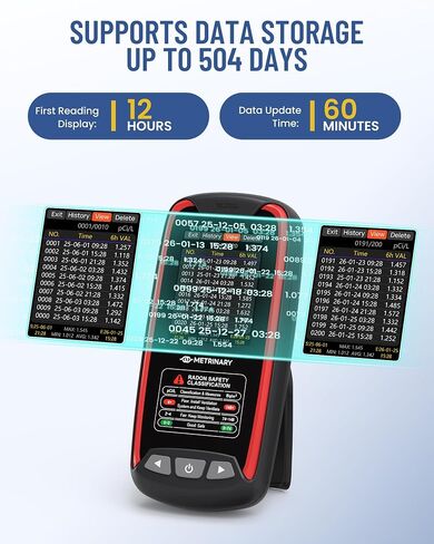 Radon Detector for Home, Rechargeable Radon Monitor with TFT Color Display, Portable Radon Tester with 12H Initial Result, 504 Days Data Memory, Visual & Audible Alert (pCi/L or Bq/m³) in Kuwait